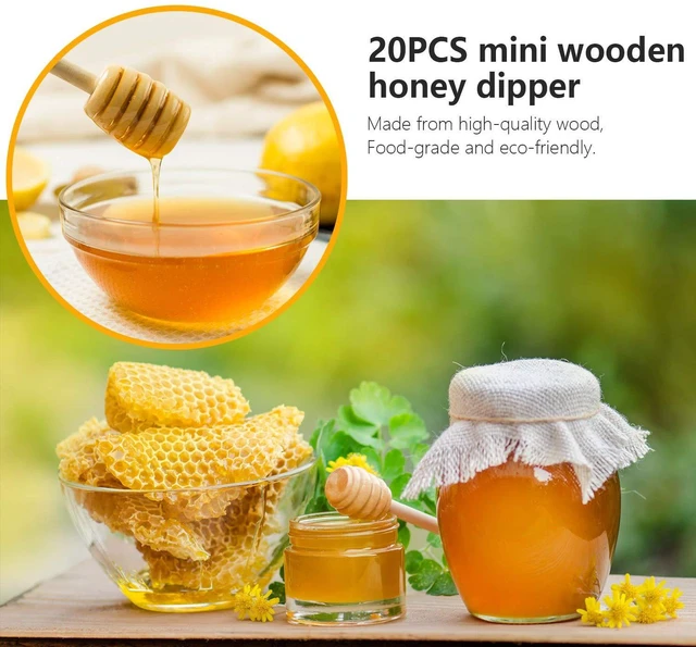 Alt view image 3 of 6 - 25Pcs Honey Wooden Dipper Mini Honeycomb Sticks 3 Inch | Honey Stirrer Stick for Jar Dispense Drizzle and Wedding Party Present