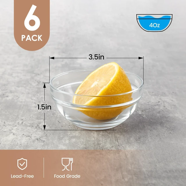 Alt view image 2 of 7 - 3.5in 4oz Small Glass Bowls, Mini Glass Containers, Ramekins, Prep, Pinch Bowl, Stackable Condiment Containers, for Prep, Dips, Nuts, Snacks, Candy Meal Prep Bowls, Dessert Bowls