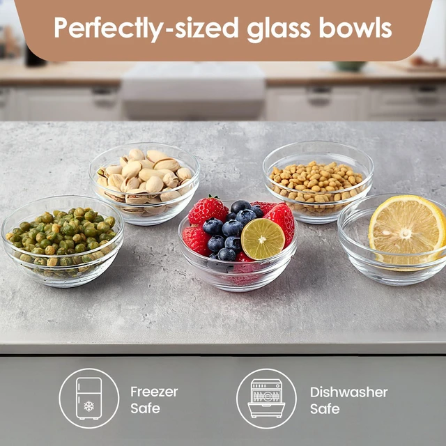 Alt view image 4 of 7 - 3.5in 4oz Small Glass Bowls, Mini Glass Containers, Ramekins, Prep, Pinch Bowl, Stackable Condiment Containers, for Prep, Dips, Nuts, Snacks, Candy Meal Prep Bowls, Dessert Bowls