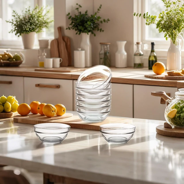 Alt view image 6 of 7 - 3.5in 4oz Small Glass Bowls, Mini Glass Containers, Ramekins, Prep, Pinch Bowl, Stackable Condiment Containers, for Prep, Dips, Nuts, Snacks, Candy Meal Prep Bowls, Dessert Bowls