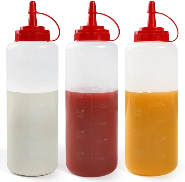 Main image of 3 Pack 12 oz Condiment Squeeze Bottles, Leakproof Flip Top BPA Free Bottle | Anti-Leak Flip Caps with Lanyard, Dual oz/ml Marks & Cuttable Spout, Food-Safe for Sauce, Oil, Dressing, Home & Food Trucks