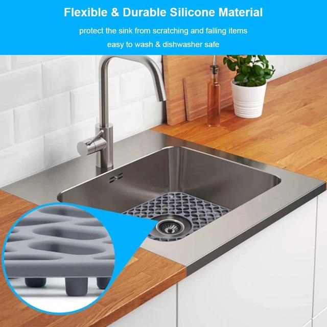 Alt view image 2 of 5 - Sink Protectors for Kitchen Sink, SCITURE Sink Mats for Kitchen Stainless/Ceramic Sinks, Folding Non-slip Kitchen Sink Mat, Heat Resistant Silicone Sink Mat (1 Pcs, Grey, 13.58 ''x 11.6 '')