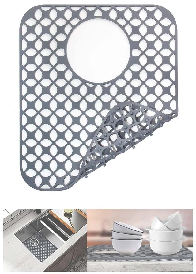 Main image of Sink Protectors for Kitchen Sink, SCITURE Sink Mats for Kitchen Stainless/Ceramic Sinks, Folding Non-slip Kitchen Sink Mat, Heat Resistant Silicone Sink Mat (1 Pcs, Grey, 13.58 ''x 11.6 '')