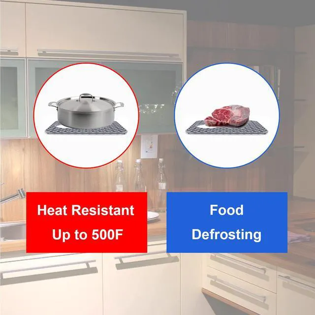 Alt view image 4 of 5 - Sink Protectors for Kitchen Sink, SCITURE Sink Mats for Kitchen Stainless/Ceramic Sinks, Folding Non-slip Kitchen Sink Mat, Heat Resistant Silicone Sink Mat (1 Pcs, Grey, 13.58 ''x 11.6 '')