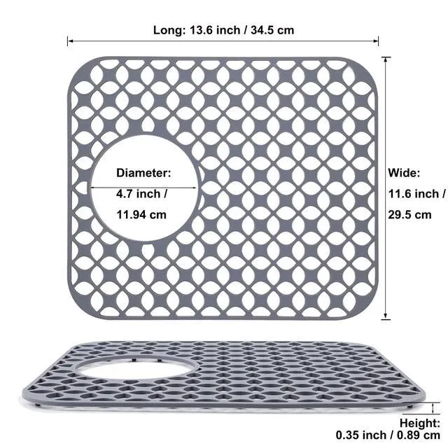 Alt view image 5 of 5 - Sink Protectors for Kitchen Sink, SCITURE Sink Mats for Kitchen Stainless/Ceramic Sinks, Folding Non-slip Kitchen Sink Mat, Heat Resistant Silicone Sink Mat (1 Pcs, Grey, 13.58 ''x 11.6 '')