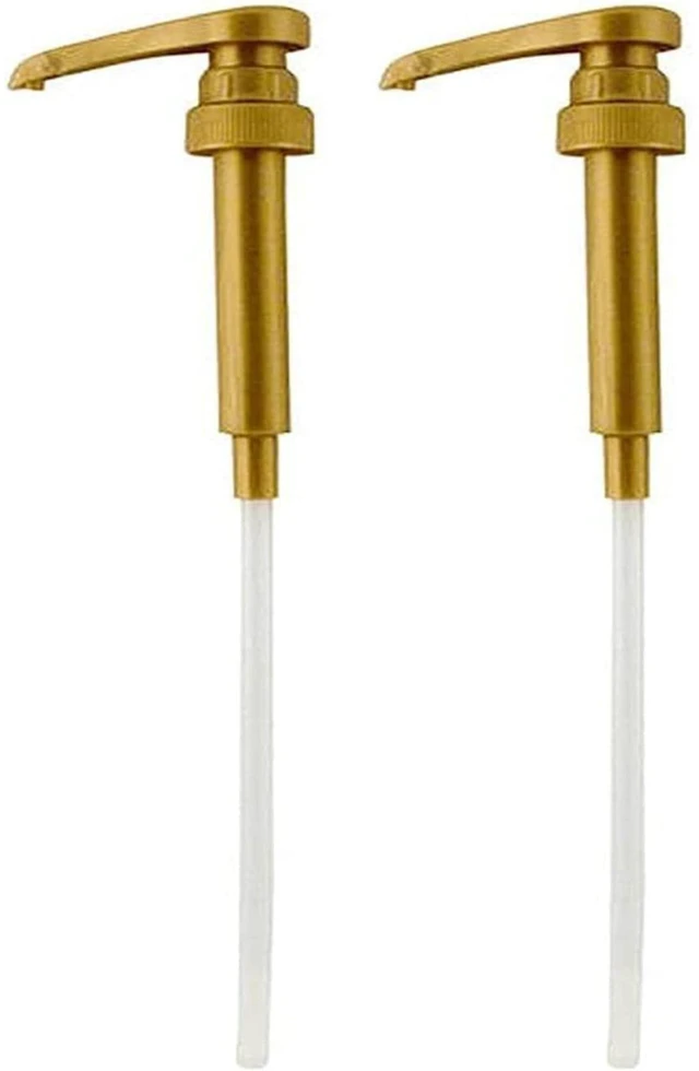 Main image of Syrup Pump Compatible with Torani, DaVinci and Skinny (Set of 2) - fits bottles (25.4 oz-750ml) (Gold)
