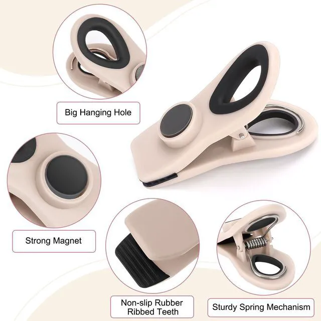 Alt view image 6 of 6 - Chip Clips, Magnetic Bag Clips with Air Tight Seal for Food Storage, 12 Pieces, Neutral Color
