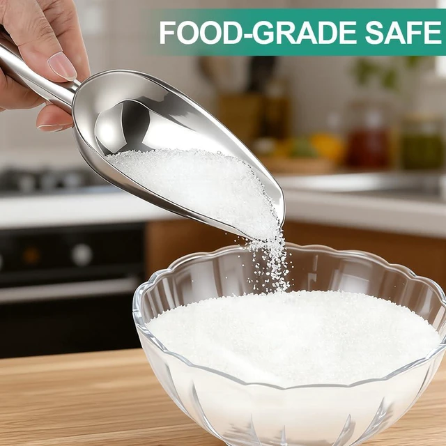 Alt view image 3 of 7 - 6 Oz Upgraded & Thickened Stainless Steel Ice Scoop, Kitchen Ice Scooper | For Ice Maker, Freezer, Ice Bucket, Bar, Wedding, Pet Food - Sturdy, Rust-Resistant, Dishwasher-Safe by