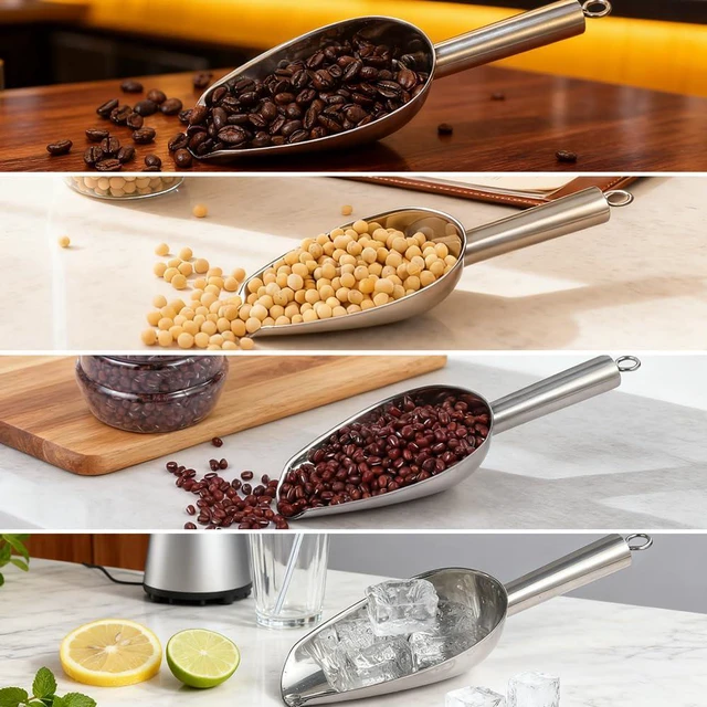 Alt view image 4 of 7 - 6 Oz Upgraded & Thickened Stainless Steel Ice Scoop, Kitchen Ice Scooper | For Ice Maker, Freezer, Ice Bucket, Bar, Wedding, Pet Food - Sturdy, Rust-Resistant, Dishwasher-Safe by
