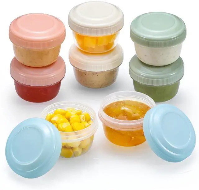Main image of 8 Pack 2 oz Salad Dressing Container to Go, Small Condiment Containers with Lids for Lunch Bento Box, Reusable Plastic Snack Jars, Deli Containers, Colorful Sauce Cups, Dishwasher Safe