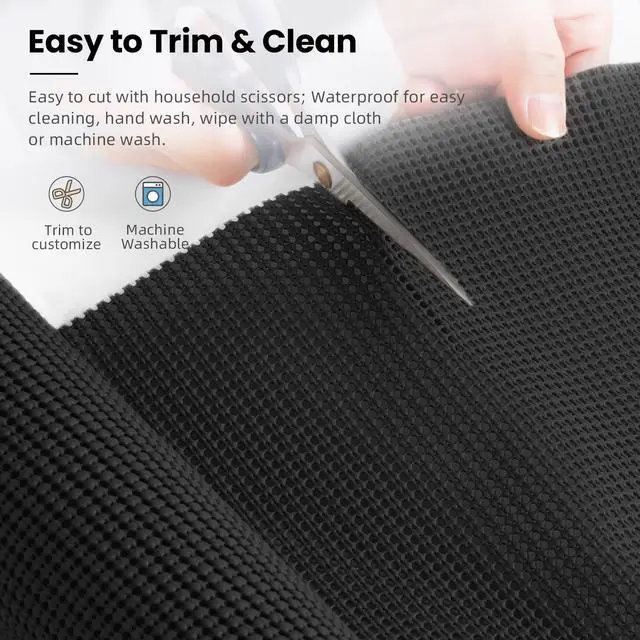 Alt view image 4 of 7 - BAGAIL Non-Adhesive Shelf Liner, Thick Strong Grip Drawer Liners for Kitchen Cabinets, Heavy-Duty Easy Cut Cabinet Liners for Shelves, Pantry, Bathroom Cupboards - 12" x 10FT, Black