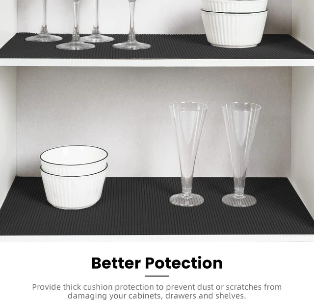 Alt view image 5 of 7 - BAGAIL Non-Adhesive Shelf Liner, Thick Strong Grip Drawer Liners for Kitchen Cabinets, Heavy-Duty Easy Cut Cabinet Liners for Shelves, Pantry, Bathroom Cupboards - 12" x 10FT, Black