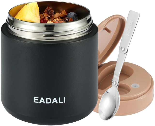 Main image of 15.2oz Kids Food Jar for Hot Food Vacuum Insulated Lunch Container with 316 Stainless Steel Interior, Leakproof Wide Mouth & Foldable Spoon for School Meals
