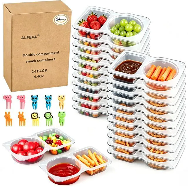 Main image of 24 Pcs Reusable Snack Containers with Lids Portion control, Camping Essentials,Meal Prep Containers for Kids adults On the Go Meals, 10 Forks, Snack Pack Containers for Travel