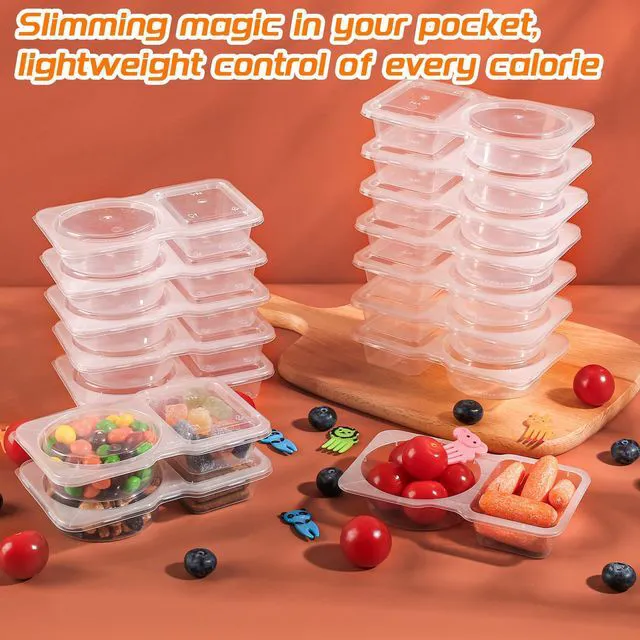 Alt view image 2 of 6 - 24 Pcs Reusable Snack Containers with Lids Portion control, Camping Essentials,Meal Prep Containers for Kids adults On the Go Meals, 10 Forks, Snack Pack Containers for Travel