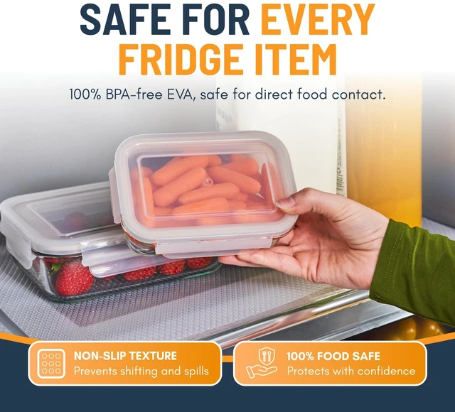 Alt view image 4 of 7 - Refrigerator Liners for Shelves (8 Pack) by Non-Adhesive Drawer and Shelf Liner, BPA-Free Fridge Mats for Kitchen & Cabinets, Easy to Clean, Ideal Household Essentials (Clear)