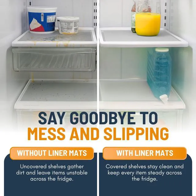Alt view image 5 of 7 - Refrigerator Liners for Shelves (8 Pack) by Non-Adhesive Drawer and Shelf Liner, BPA-Free Fridge Mats for Kitchen & Cabinets, Easy to Clean, Ideal Household Essentials (Clear)
