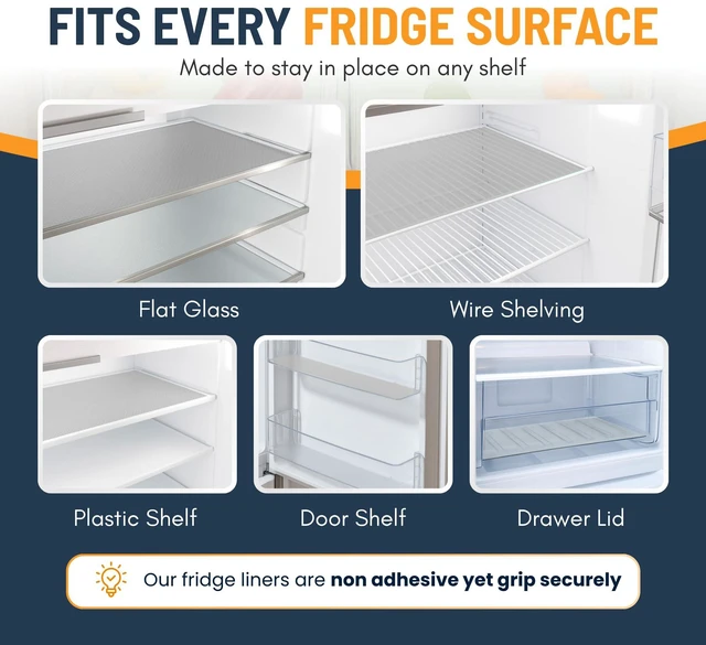 Alt view image 6 of 7 - Refrigerator Liners for Shelves (8 Pack) by Non-Adhesive Drawer and Shelf Liner, BPA-Free Fridge Mats for Kitchen & Cabinets, Easy to Clean, Ideal Household Essentials (Clear)