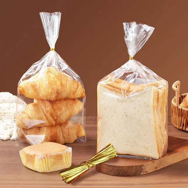 Alt view image 5 of 7 - 70 Pack Bread Bags & 100 Pack Ties, 8" x 4" x 18" Clear Bread Bags for Homemade Bread, Reusable Plastic Bread Storage Bags for Bakers, Bakery Owners