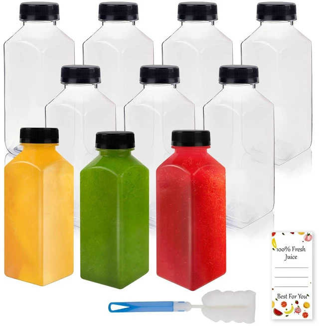 Main image of 10 Pack 12 oz Clear Plastic Juice Bottles with Caps Reusable Food Grade | Sealed Leakproof Lids, Lightweight 12 oz Food-Grade Plastic Containers for Lemonade, Cold Brew, Milkshakes & Juicing