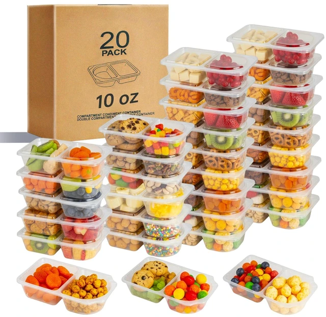 Main image of Reusable Snack Containers with Lids, Snack Containers, 20-Pack Snack Pack Containers, meal prep containers Double Compartment, Container Portion Control for On the Go Travel Essentials