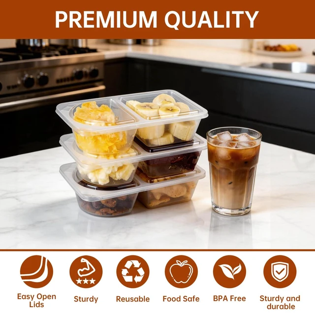 Alt view image 4 of 7 - Reusable Snack Containers with Lids, Snack Containers, 20-Pack Snack Pack Containers, meal prep containers Double Compartment, Container Portion Control for On the Go Travel Essentials