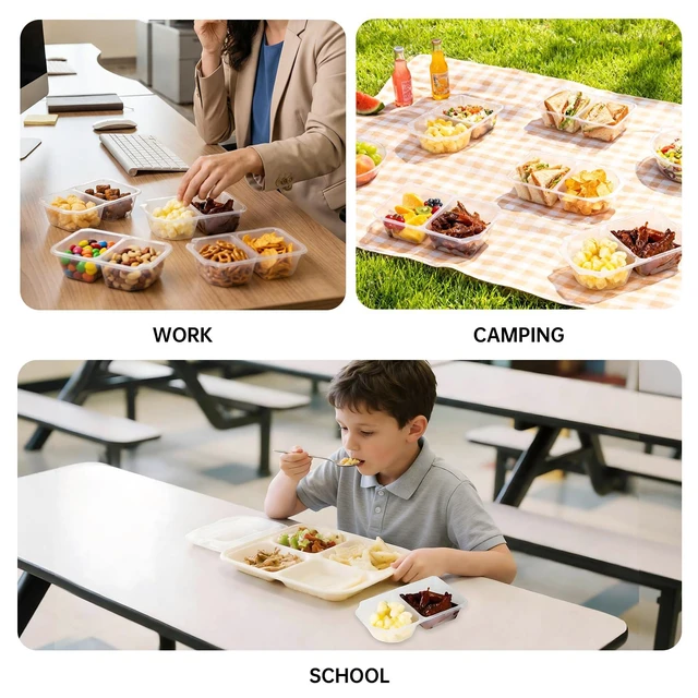 Alt view image 7 of 7 - Reusable Snack Containers with Lids, Snack Containers, 20-Pack Snack Pack Containers, meal prep containers Double Compartment, Container Portion Control for On the Go Travel Essentials