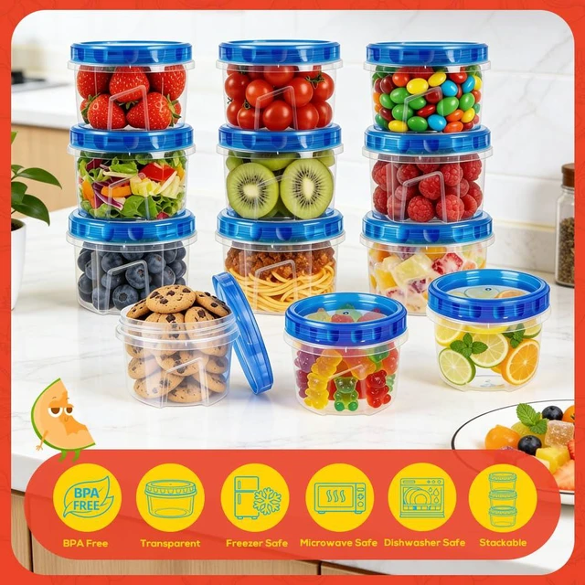 Alt view image 4 of 7 - 10 Pack 17oz Small Freezer Food Storage Containers with Twist Top Lids | BPA-Free Reusable Plastic Food Containers with Screw on Lids for Meal Prep, Soup, Snacks, Leftovers, Yogurt & Small Portions