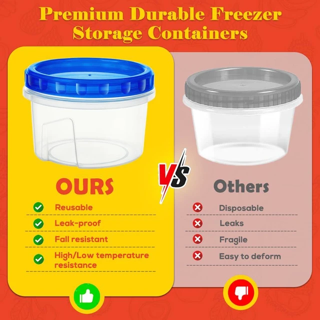 Alt view image 7 of 7 - 10 Pack 17oz Small Freezer Food Storage Containers with Twist Top Lids | BPA-Free Reusable Plastic Food Containers with Screw on Lids for Meal Prep, Soup, Snacks, Leftovers, Yogurt & Small Portions