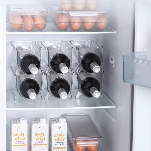Alt view image 7 of 7 - 2 Pack Plastic Stackable Water Bottle and Wine Rack Storage Organizer for Kitchen Countertops, Pantry, Fridge, Clear