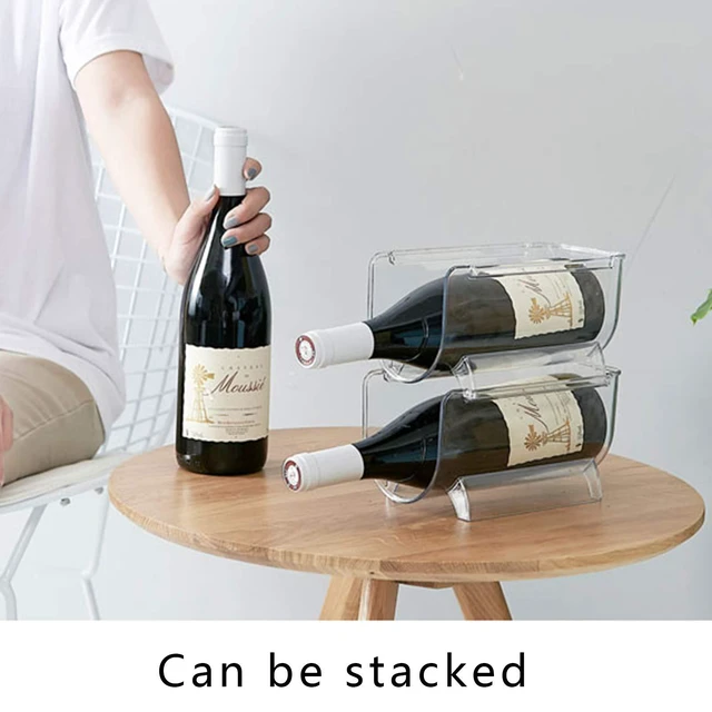 Alt view image 4 of 7 - 2 Pack Plastic Stackable Water Bottle and Wine Rack Storage Organizer for Kitchen Countertops, Pantry, Fridge, Clear