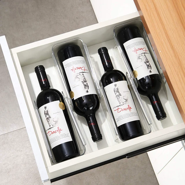Alt view image 6 of 7 - 2 Pack Plastic Stackable Water Bottle and Wine Rack Storage Organizer for Kitchen Countertops, Pantry, Fridge, Clear