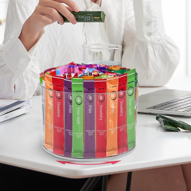 Alt view image 4 of 7 - Drink Packet Organizer for Powdered Drink Mix,Powder Packet,Water Packet,Water Flavor Packet,Lazy Susan 360° Turntable Organizer for Drink Mix Necessities