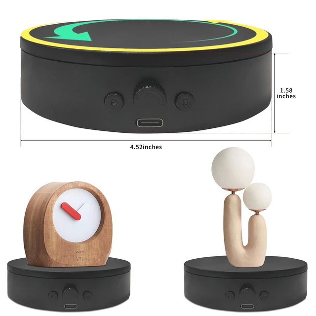 Alt view image 2 of 5 - Rotating Display Stand Easy to Switch Direction, Spinning Platform Adjustable Speed, 360 Degree Motorized Photography Turntable for Jewelry, Shoes Display and Shooting, Lazy Susan(4.53" black)