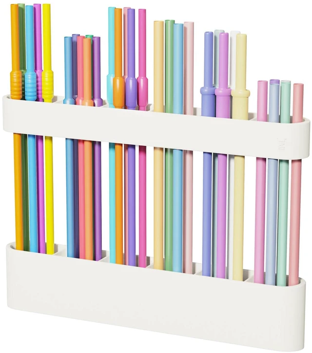 Main image of Straw Holder for Cabinet Door, Silicone Straw Organizer for Cabinet Door, Kitchen Cabinet Organizer Reusable Straws Dispenser for Home Kitchen Accessories (White)