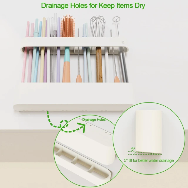 Alt view image 4 of 7 - Straw Holder for Cabinet Door, Silicone Straw Organizer for Cabinet Door, Kitchen Cabinet Organizer Reusable Straws Dispenser for Home Kitchen Accessories (White)