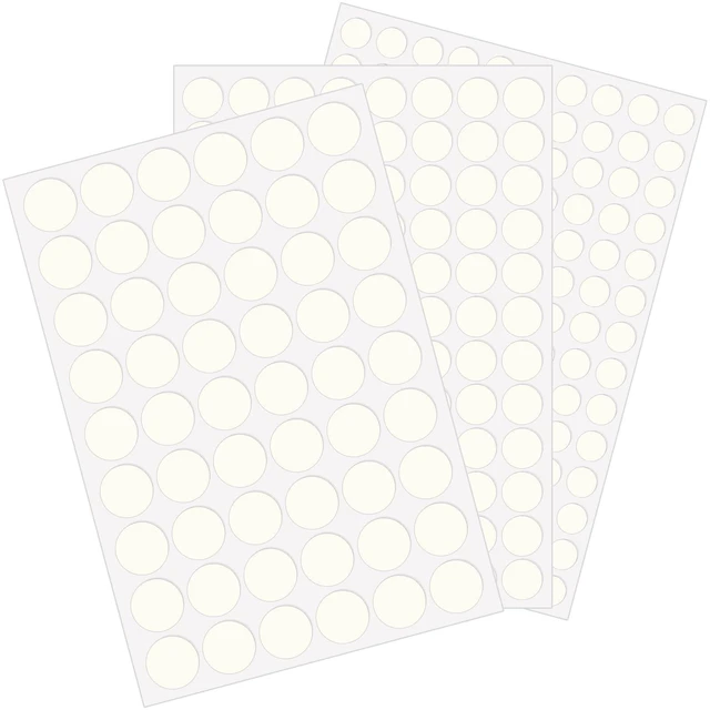 Main image of 290PCS Adhesive Screw Hole Cover Stickers, 3 Size - 12 mm/15 mm/21 mm White Self-Adhesive Screw Hole Stickers for Wood Cabinets, Drawer, Wardrobe, Table - Easy Installation & Good Adhesive Strength