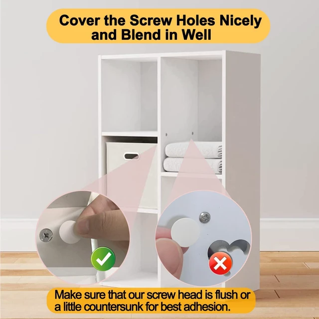 Alt view image 4 of 6 - 290PCS Adhesive Screw Hole Cover Stickers, 3 Size - 12 mm/15 mm/21 mm White Self-Adhesive Screw Hole Stickers for Wood Cabinets, Drawer, Wardrobe, Table - Easy Installation & Good Adhesive Strength