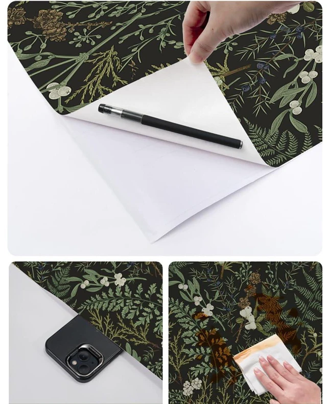 Alt view image 2 of 5 - Dark Green Fern Botanical Shelf Liner Contact Paper Self Adhesive Vinyl Botanical Drawer Liner Wall Paper for Kitchen Cabinets Dresser Dollhouse Walls Arts Crafts Decal 17.5X117 Inches