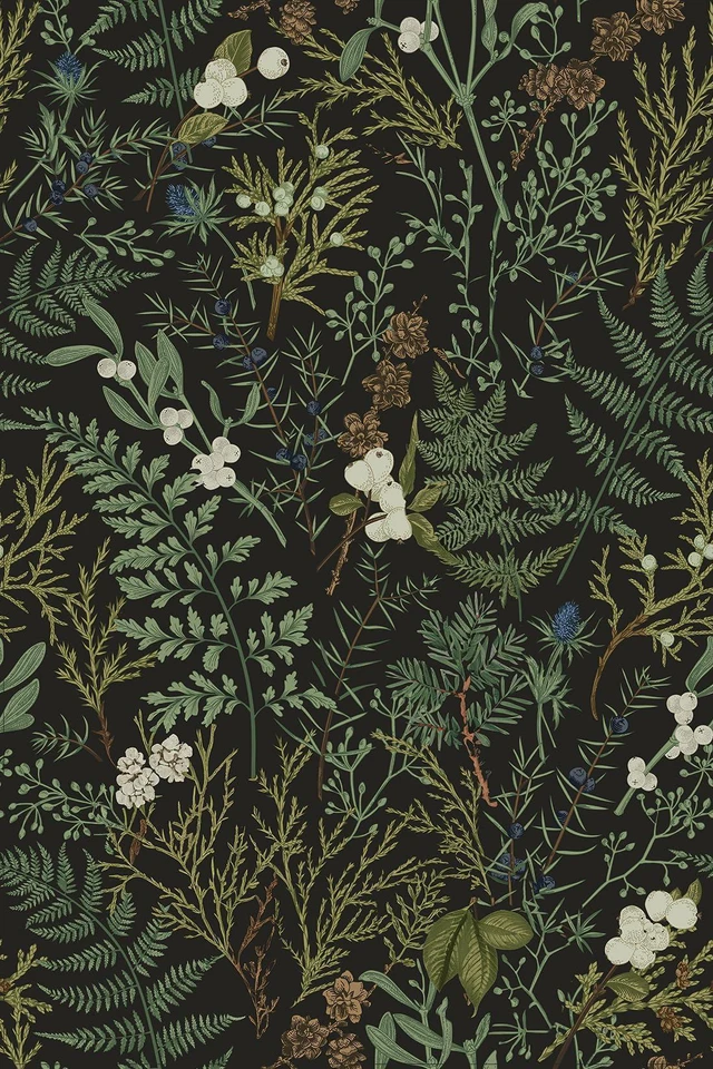 Main image of Dark Green Fern Botanical Shelf Liner Contact Paper Self Adhesive Vinyl Botanical Drawer Liner Wall Paper for Kitchen Cabinets Dresser Dollhouse Walls Arts Crafts Decal 17.5X117 Inches