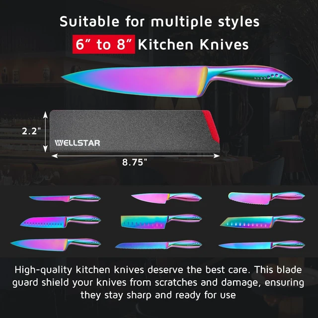 Alt view image 3 of 7 - Knife Edge Guards 8 Inch, Universal Blade Covers, BPA Free ABS Protective Blade Sheaths, Non-Scratch Felt Lining Kitchen Knives Covers (Knives not included)