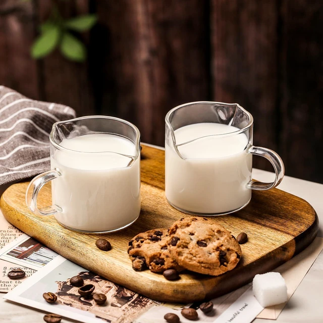 Alt view image 4 of 6 - 4 Oz Espresso Cups Set of 2 Double Spout with Handle Coffee Bar Accessories | Food-grade clear durable glass, Easy to clean, Smooth pouring, Ideal for coffee, desserts and salad dressing