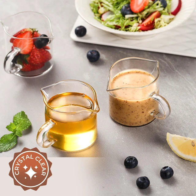 Alt view image 5 of 6 - 4 Oz Espresso Cups Set of 2 Double Spout with Handle Coffee Bar Accessories | Food-grade clear durable glass, Easy to clean, Smooth pouring, Ideal for coffee, desserts and salad dressing
