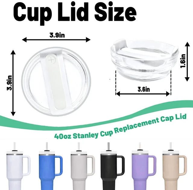 Alt view image 2 of 7 - 40 OZ Tumbler Lid Replacement Fit for Stanley Cup, 2 Pack Clear Replacement Lids Fit for Stanley Travel Tumbler, Spill Proof Tumbler Covers for Stanley Cup Accessories (Clear - White)