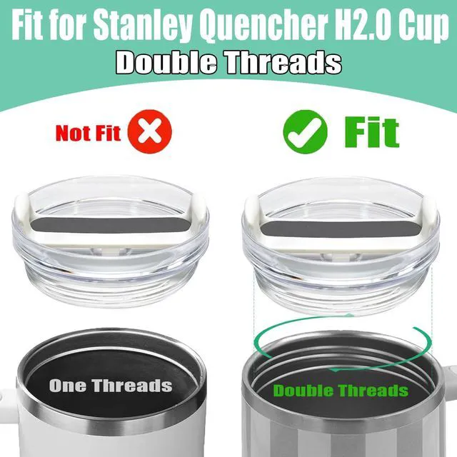 Alt view image 5 of 7 - 40 OZ Tumbler Lid Replacement Fit for Stanley Cup, 2 Pack Clear Replacement Lids Fit for Stanley Travel Tumbler, Spill Proof Tumbler Covers for Stanley Cup Accessories (Clear - White)