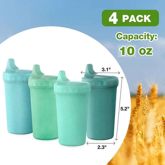 Alt view image 7 of 7 - 4 Packs Wheat Straw Sippy Cups for Toddlers Kids, Reusable Plastic Spill Proof Cups for Kids Baby, Dishwasher/Microwave Safe - Unbreakable Hard Spout Sippy Cups for Toddlers