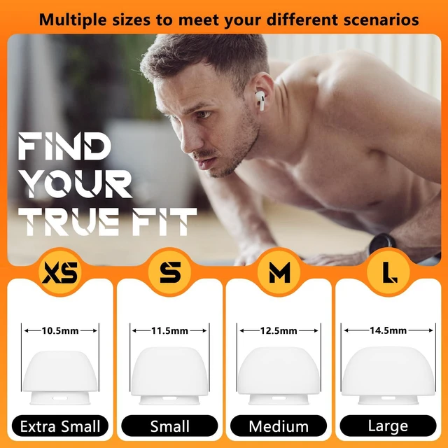 Alt view image 2 of 7 - 4 Pairs Replacement Ear Tips for AirPods Pro 2nd/1st (White) | with Noise Reduction Hole & Built-in dust Guard Screen,Silicone,with Portable Storage Box & Cleaner Pen,4 Size (XS/S/M/L)