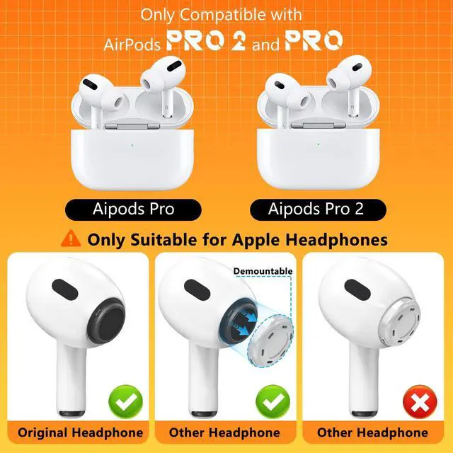 Alt view image 3 of 7 - 4 Pairs Replacement Ear Tips for AirPods Pro 2nd/1st (White) | with Noise Reduction Hole & Built-in dust Guard Screen,Silicone,with Portable Storage Box & Cleaner Pen,4 Size (XS/S/M/L)