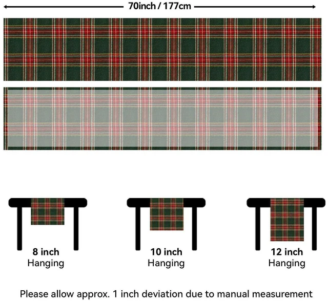 Alt view image 5 of 7 - Christmas Checkered Tartan Table Runner, Green, 13 x 70 Inch | Buffalo Plaid Xmas Stain Resistant Washable Winter Table Decoration for Dining Parties Holiday Indoor Outdoor Decor