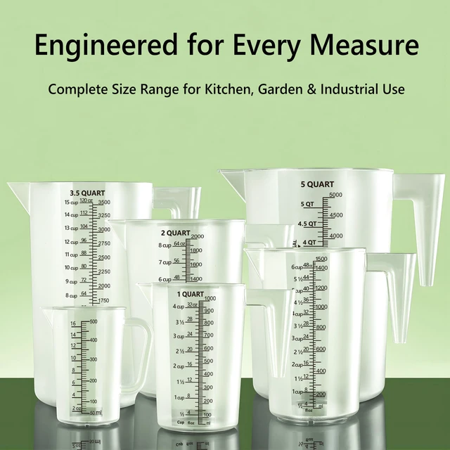 Alt view image 3 of 6 - Plastic Measuring Cup with Handle, Pool Chemical Measuring Cup, Plastic Measuring Pitcher for Liquid Mixing, Pouring, Lawn Care, Pet Food, Motor Oil, Laboratory and More (32, Fluid Ounces, 1000ml)
